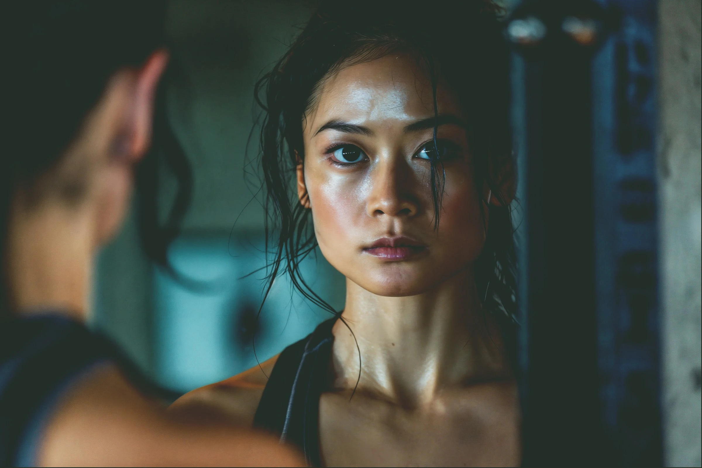 Woman Staring into a Mirror