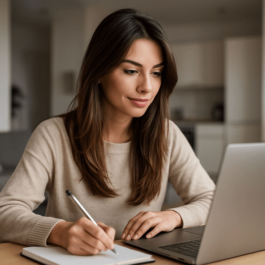 Woman Learning Online from Her Laptop